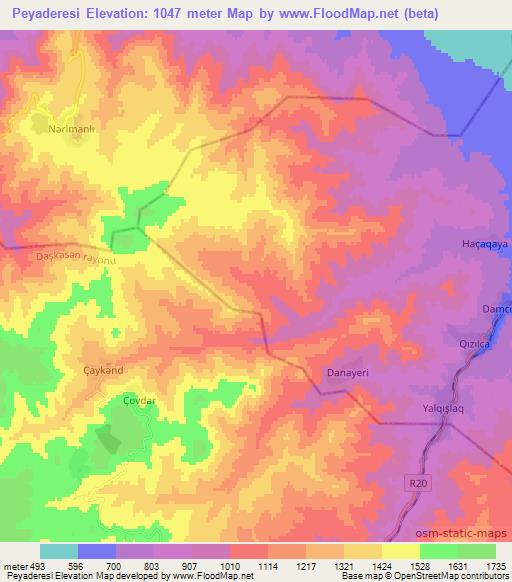 Peyaderesi,Azerbaijan Elevation Map