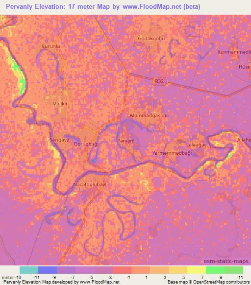 Pervanly,Azerbaijan Elevation Map