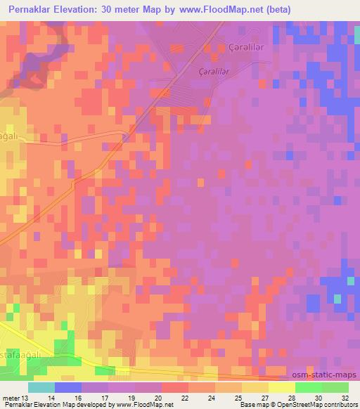 Pernaklar,Azerbaijan Elevation Map