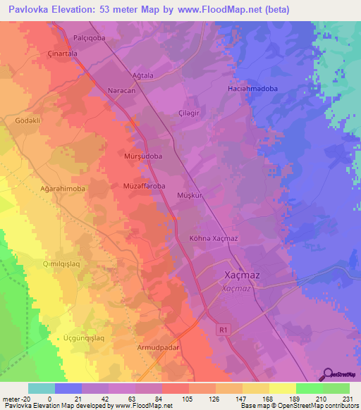 Pavlovka,Azerbaijan Elevation Map