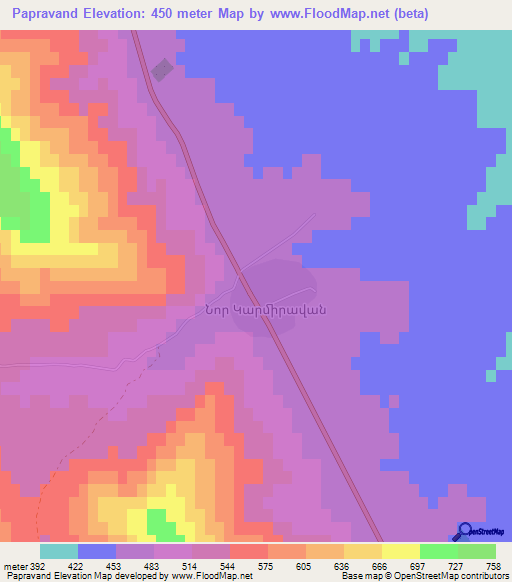 Papravand,Azerbaijan Elevation Map