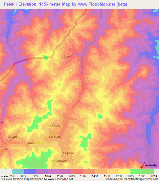 Pelekli,Azerbaijan Elevation Map