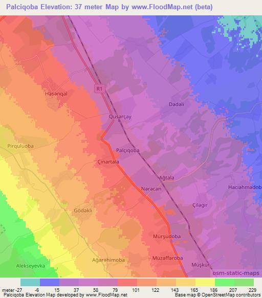 Palciqoba,Azerbaijan Elevation Map