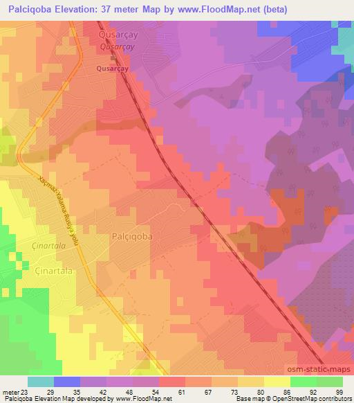 Palciqoba,Azerbaijan Elevation Map