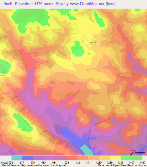 Hacili,Azerbaijan Elevation Map