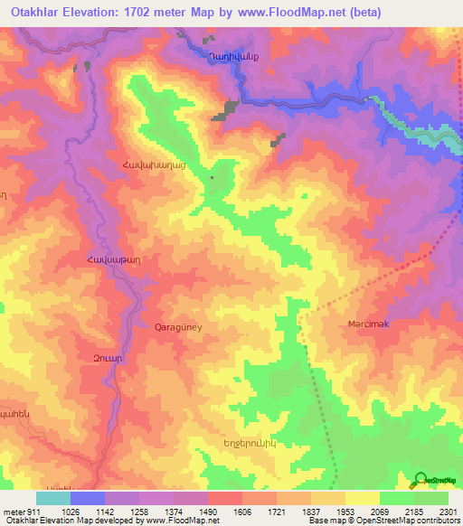 Otakhlar,Azerbaijan Elevation Map