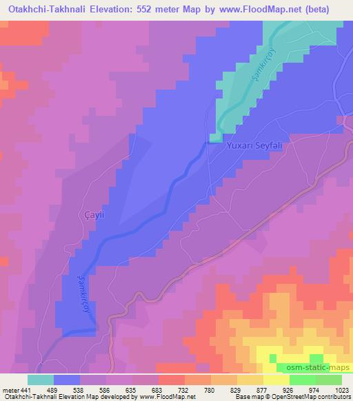 Otakhchi-Takhnali,Azerbaijan Elevation Map