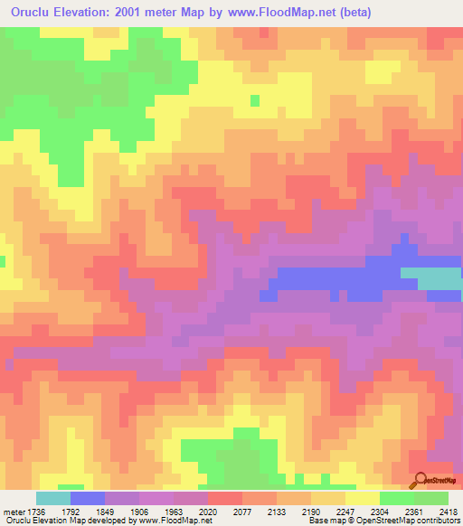 Oruclu,Azerbaijan Elevation Map