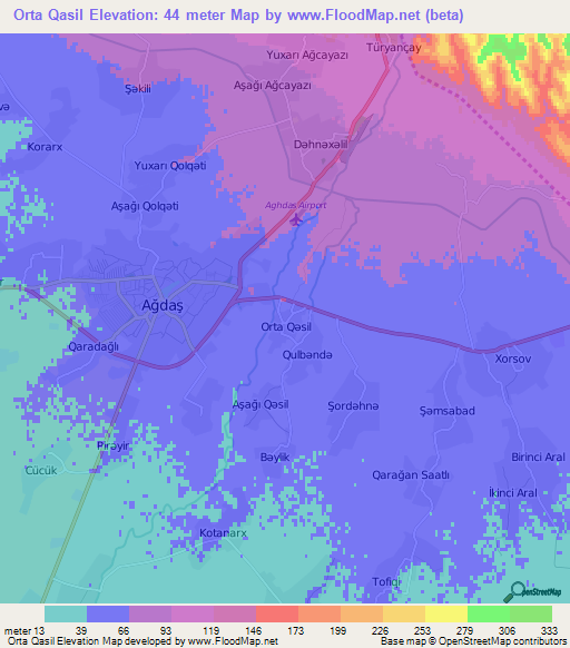 Orta Qasil,Azerbaijan Elevation Map