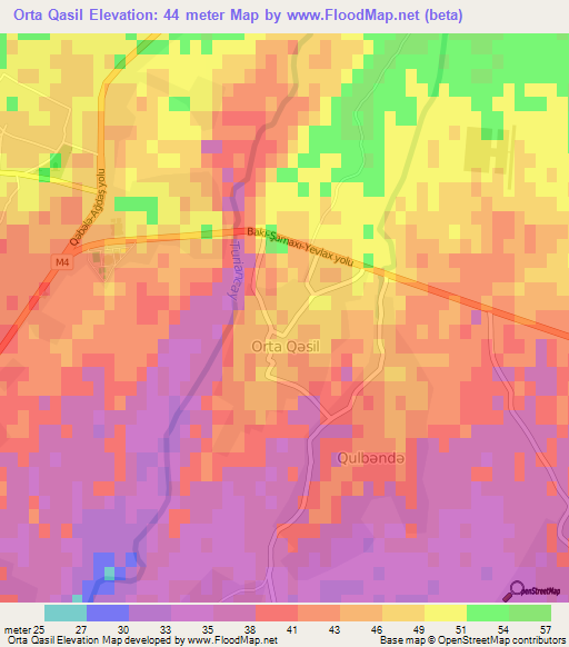 Orta Qasil,Azerbaijan Elevation Map