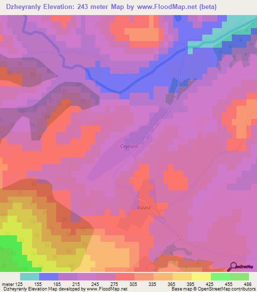 Dzheyranly,Azerbaijan Elevation Map