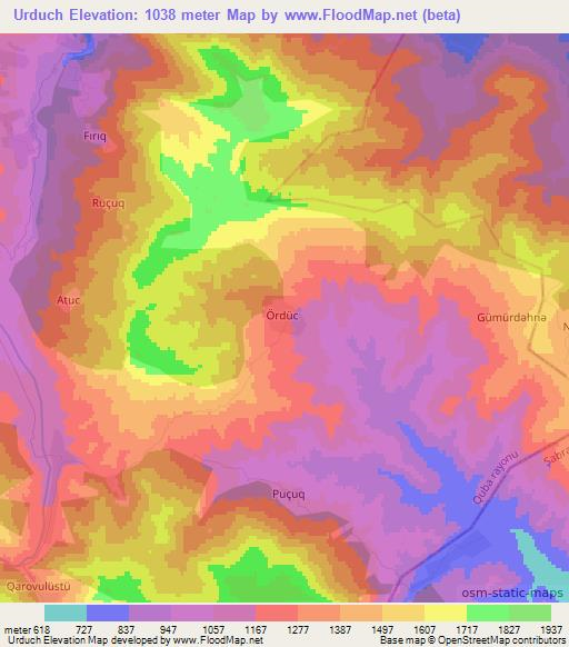 Urduch,Azerbaijan Elevation Map