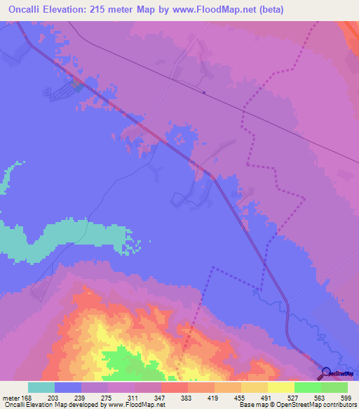 Oncalli,Azerbaijan Elevation Map