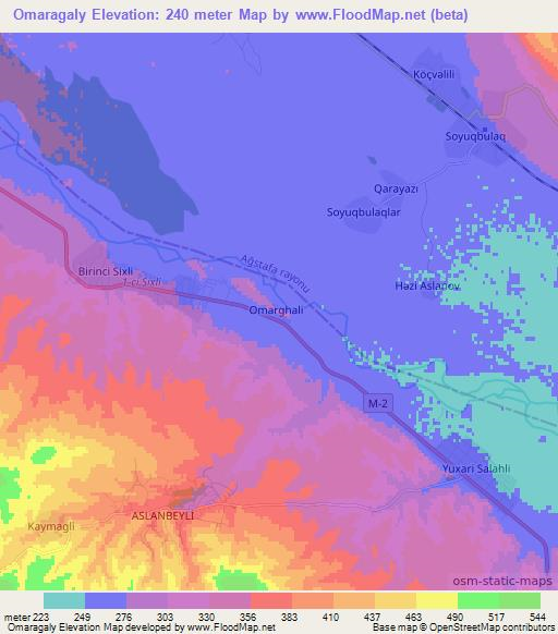Omaragaly,Azerbaijan Elevation Map