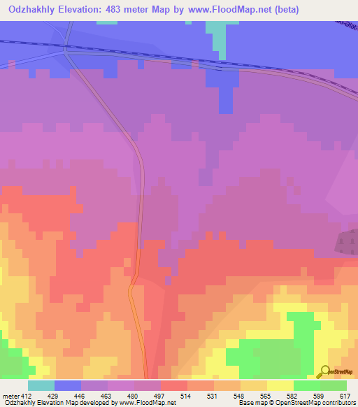 Odzhakhly,Azerbaijan Elevation Map