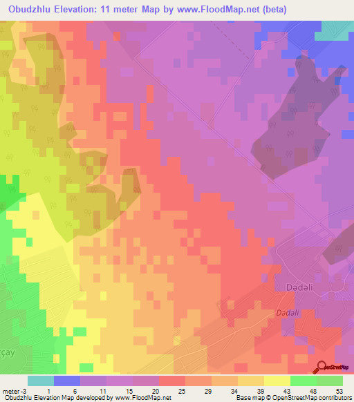 Obudzhlu,Azerbaijan Elevation Map