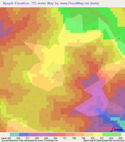 Nyuydi,Azerbaijan Elevation Map