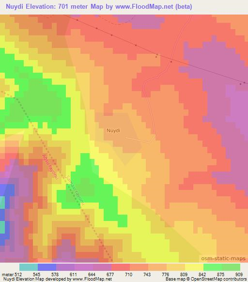 Nuydi,Azerbaijan Elevation Map