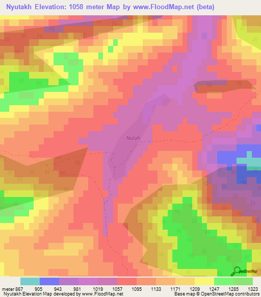Nyutakh,Azerbaijan Elevation Map