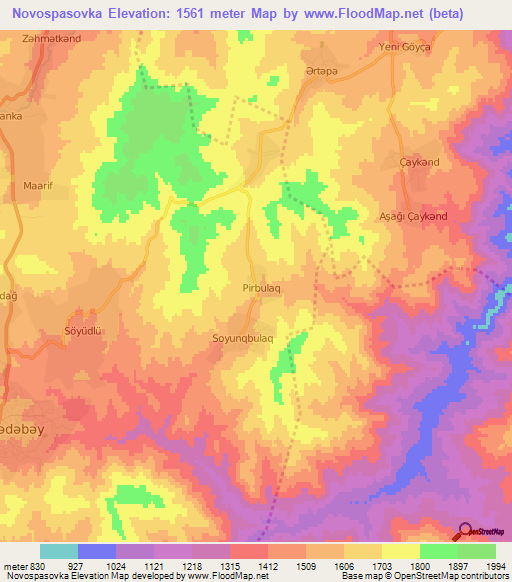 Novospasovka,Azerbaijan Elevation Map
