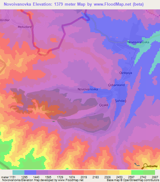 Novoivanovka,Azerbaijan Elevation Map