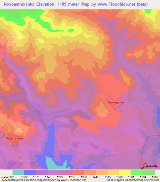 Novoastraxanka,Azerbaijan Elevation Map