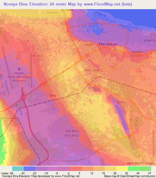 Novaya Bina,Azerbaijan Elevation Map