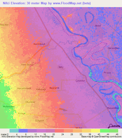 Nifci,Azerbaijan Elevation Map