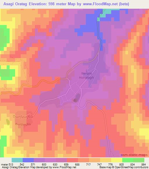 Asagi Oratag,Azerbaijan Elevation Map
