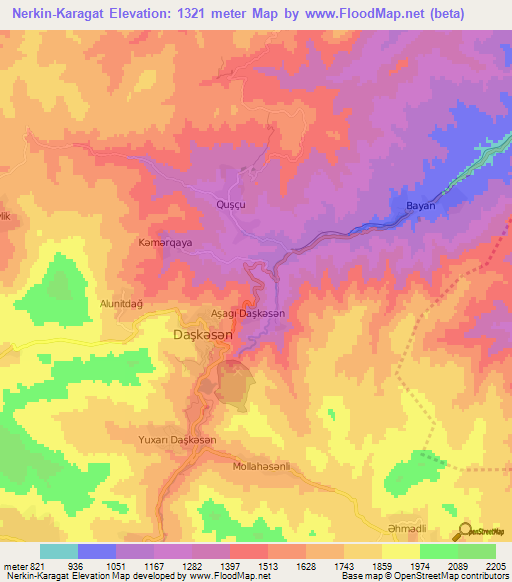 Nerkin-Karagat,Azerbaijan Elevation Map
