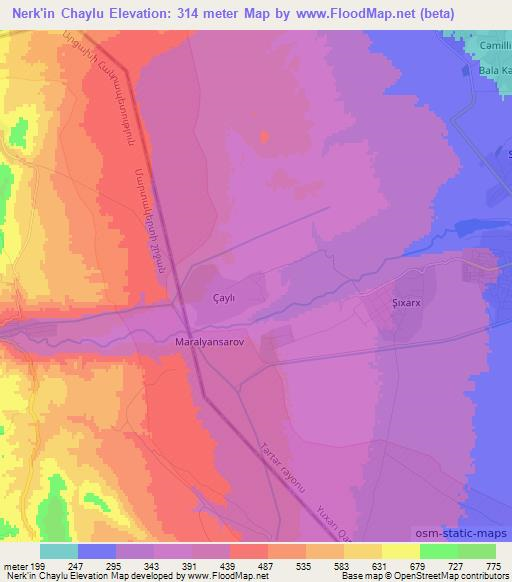 Nerk'in Chaylu,Azerbaijan Elevation Map