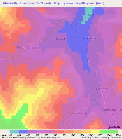 Khakhollar,Azerbaijan Elevation Map