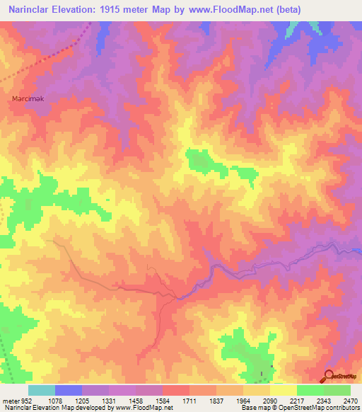 Narinclar,Azerbaijan Elevation Map