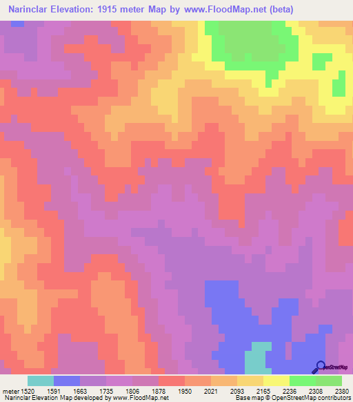 Narinclar,Azerbaijan Elevation Map