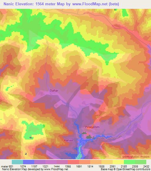 Nanic,Azerbaijan Elevation Map