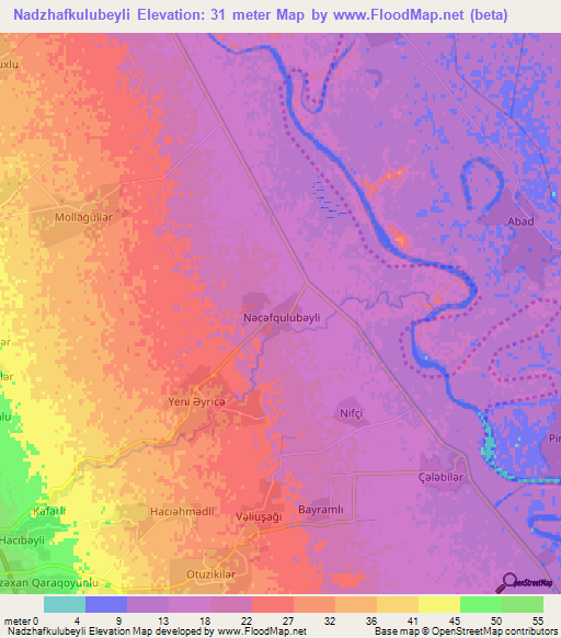 Nadzhafkulubeyli,Azerbaijan Elevation Map