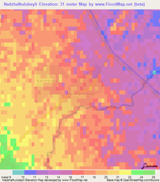 Nadzhafkulubeyli,Azerbaijan Elevation Map