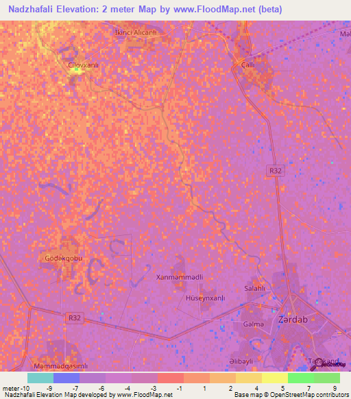 Nadzhafali,Azerbaijan Elevation Map
