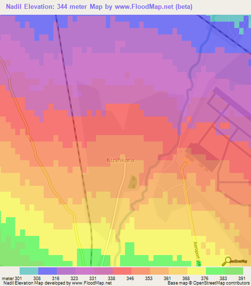 Nadil,Azerbaijan Elevation Map