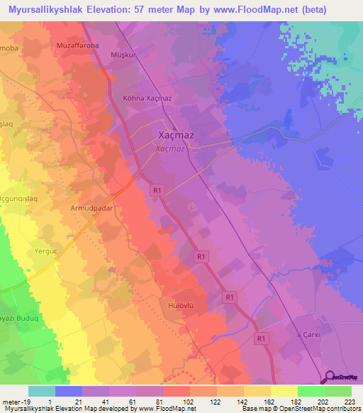 Myursallikyshlak,Azerbaijan Elevation Map