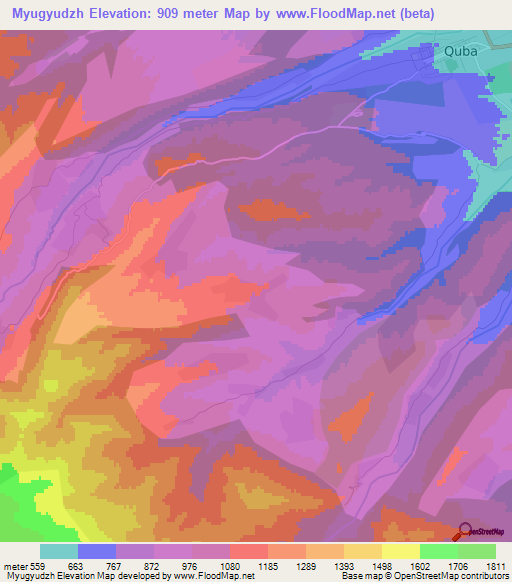 Myugyudzh,Azerbaijan Elevation Map