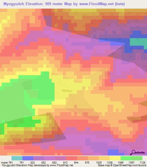 Myugyudzh,Azerbaijan Elevation Map