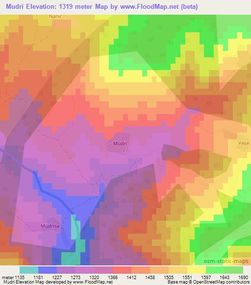Mudri,Azerbaijan Elevation Map