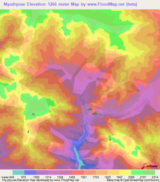 Myudryuse,Azerbaijan Elevation Map