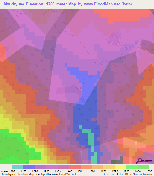 Myudryuse,Azerbaijan Elevation Map