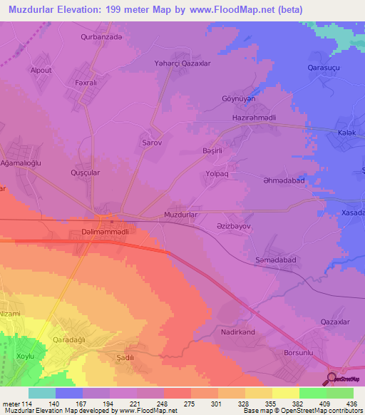 Muzdurlar,Azerbaijan Elevation Map