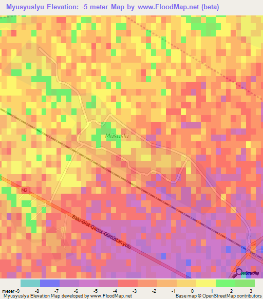 Myusyuslyu,Azerbaijan Elevation Map