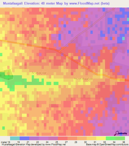 Mustafaagali,Azerbaijan Elevation Map