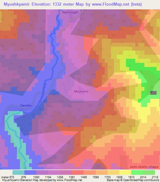 Myushkyamir,Azerbaijan Elevation Map