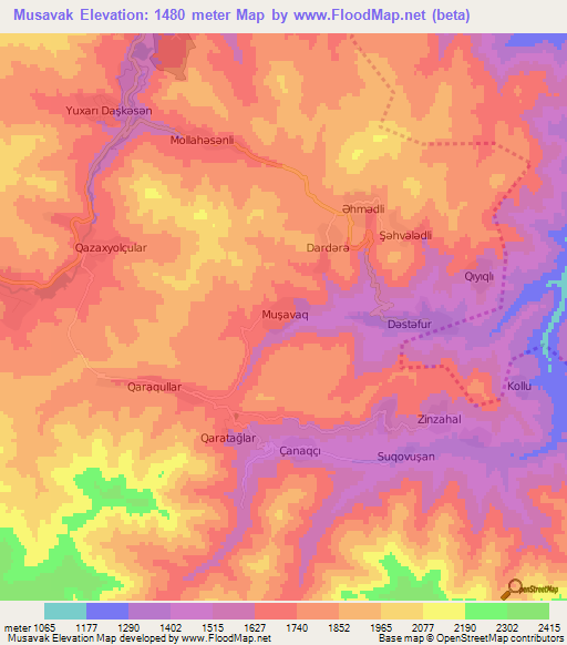 Musavak,Azerbaijan Elevation Map